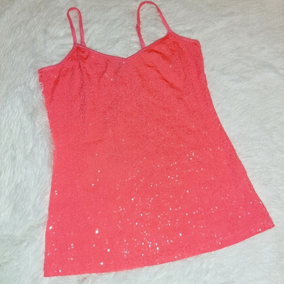 Coral sequined tank top NWOT - Picture 2 of 5